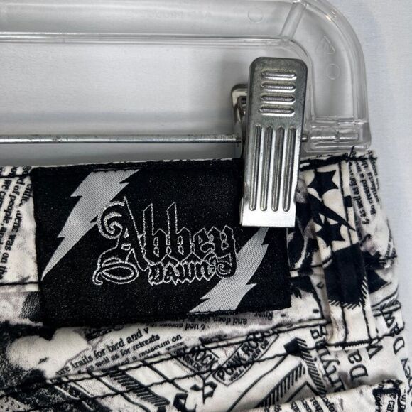 Abbey Dawn by Avril Lavigne Black White Newsprint Goth Punk Skinny Pants JRS 3 - Picture 9 of 12